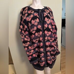 Philosopher Wool Hand Knit Fair Isle Pansy/Trillium Cardigan